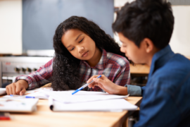 two students studying